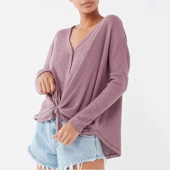 Urban Outfitters Out from Under Jojo Oversized Thermal Top - Mauve - Small - Picture 1 of 5